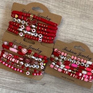 NEW Beaded Charm Valentines Day ❤️ Charm 6 Bracelet Set